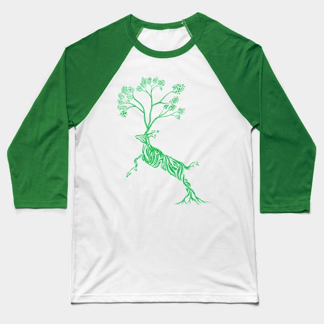 Cervus Arboris Unus Viridis Baseball T-Shirt by Mainahste